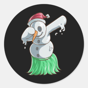Christmas In July T Shirt Dabbing Snowman Hawaiian Classic Round Sticker