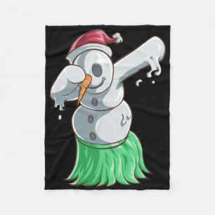 Christmas In July T Shirt Dabbing Snowman Hawaiian Fleece Blanket
