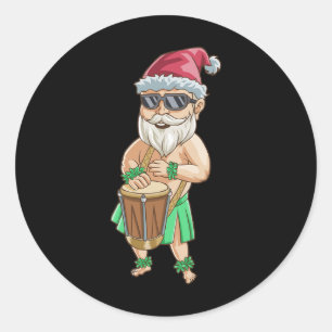 Christmas In July T Shirt Funny Santa Hawaiian Sum Classic Round Sticker