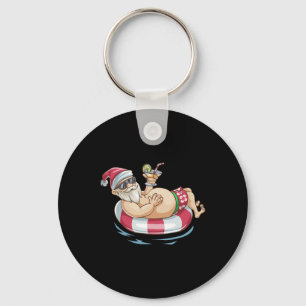 Christmas In July T Shirt Hawaiian Santa Floatie S Key Ring