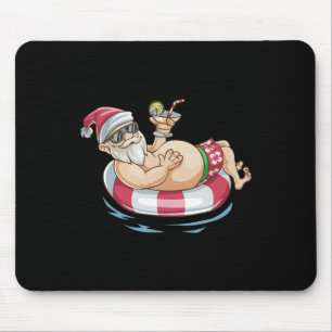 Christmas In July T Shirt Hawaiian Santa Floatie S Mouse Pad