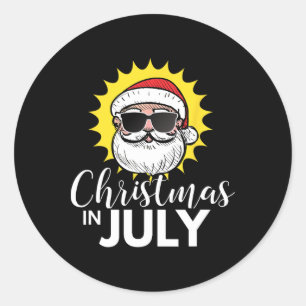 Christmas In July T Shirt - Santa Sungles Classic Round Sticker