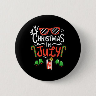 Christmas In July T Shirt Summer Beach Vacation  6 Cm Round Badge