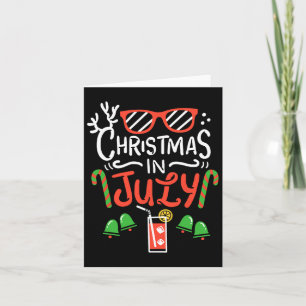 Christmas In July T Shirt Summer Beach Vacation Card