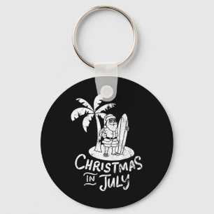 Christmas In July T Shirt Surfing Santa Claus Tee Key Ring