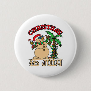 Christmas In July T Shirts Snowman Sand Palm Tree 6 Cm Round Badge