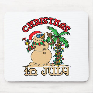 Christmas In July T Shirts Snowman Sand Palm Tree  Mouse Pad
