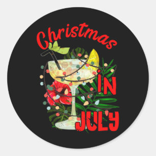 Christmas In July Tail Drink Summer Hawaiian Pool Classic Round Sticker