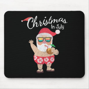 Christmas In July Tee Funny Santa Summer Beach Vac Mouse Pad