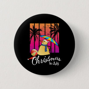 Christmas In July Tee Funny Snowman Summer Beach V 6 Cm Round Badge