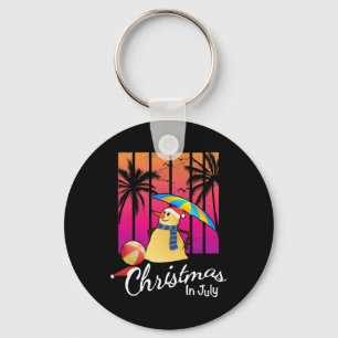 Christmas In July Tee Funny Snowman Summer Beach V Key Ring