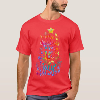 Christmas In July Tie Dye Colourful Xmas Tree Ligh T-Shirt