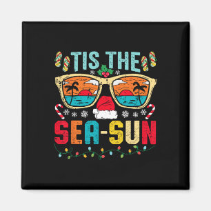 Christmas In July Tis The Sea Sun Santa Beach Summ Magnet