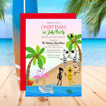 Christmas in July Tropical Beach Party  Invitation<br><div class="desc">Celebrate Christmas in July in tropical style with this beach scene colourful "WELCOME" to your party design.  This crowd is really a bunch of animals!  Composite design by Holiday Hearts Designs.</div>