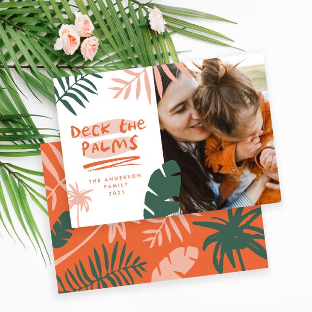 Christmas in july tropical palm tree modern photo  holiday card (Creator Uploaded)