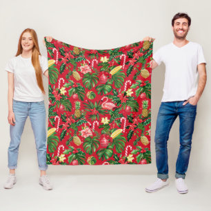 Christmas in July Tropical Pattern Fleece Blanket