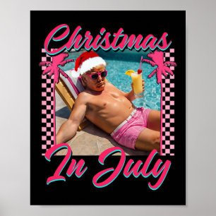 Christmas In July Trump Funny Chillin Santa Hawai  Poster