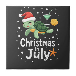 Christmas In July Turtle Summer Xmas Tortoise Wome Ceramic Tile