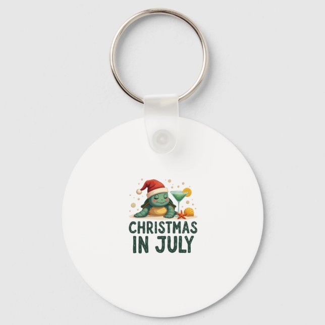 Christmas In July Turtle Summer Xmas Tortoise Wome Key Ring (Front)
