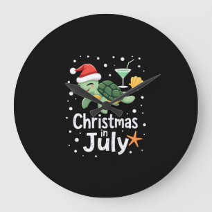 Christmas In July Turtle Summer Xmas Tortoise Wome Large Clock