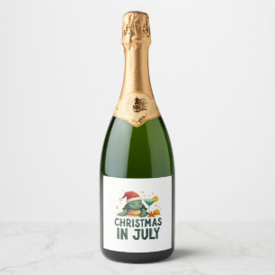 Christmas In July Turtle Summer Xmas Tortoise Wome Sparkling Wine Label