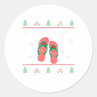 Christmas In July Ugly Christmas Summer Flip Flops Classic Round Sticker