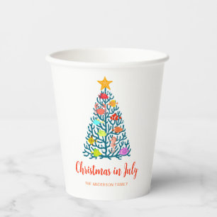 Christmas in July Undersea Coral Tropical Tree Paper Cups