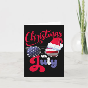 Christmas In July Usa Americain Sungles Santa Hat Card