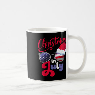 Christmas In July Usa Americain Sungles Santa Hat  Coffee Mug