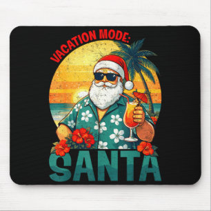 Christmas in july vacation mode santa hawaii beach mouse pad
