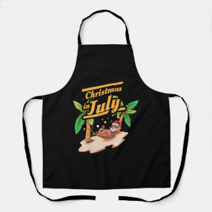 Christmas In July Vacation Santa Beach Summer Funn Apron