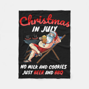 Christmas In July Vacation Santa Claus Xmas Party  Fleece Blanket