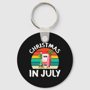 Christmas In July Vintage Santa Hawaiian Surfing S Key Ring