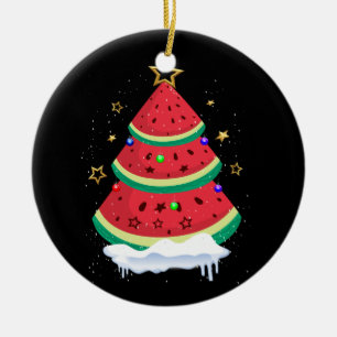 Christmas In July Watermelon Christmas Tre Summer  Ceramic Ornament