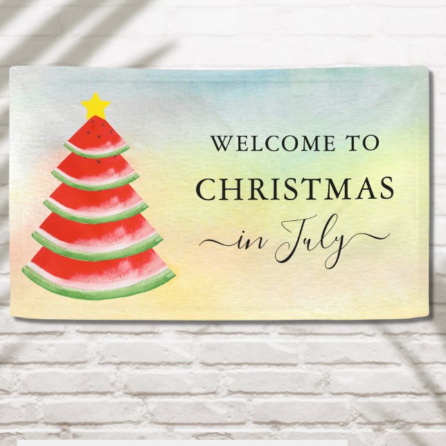 Christmas in July Watermelon Christmas Tree Banner (Creator Uploaded)