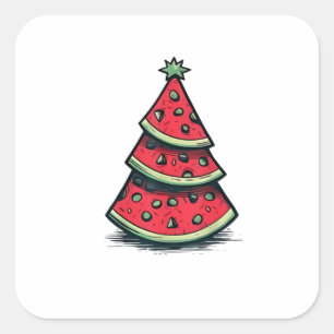 Christmas in July Watermelon Christmas Tree  Square Sticker