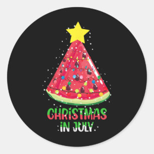 Christmas In July Watermelon Christmas Tree Summer Classic Round Sticker