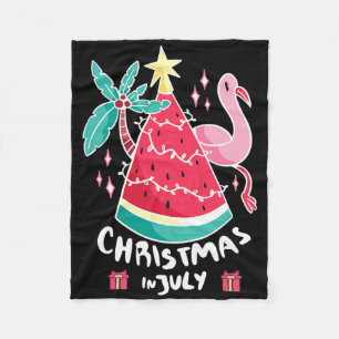 Christmas In July Watermelon Christmas Tree Summer Fleece Blanket