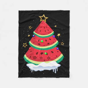 Christmas In July Watermelon Christmas Tree Summer Fleece Blanket