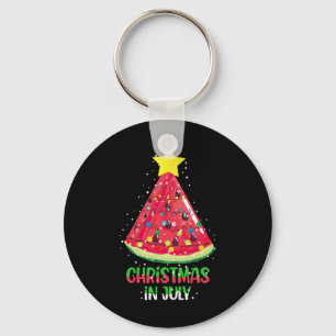 Christmas In July Watermelon Christmas Tree Summer Key Ring