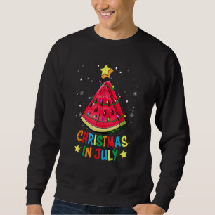 Christmas In July Watermelon Christmas Tree Summer Sweatshirt