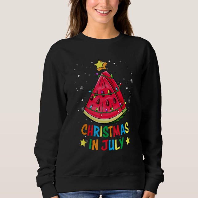 Christmas In July Watermelon Christmas Tree Summer Sweatshirt (Front)