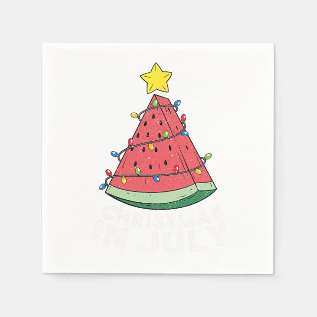 Christmas In July Watermelon Flamingo Xmas Tree Su Napkin (Front)