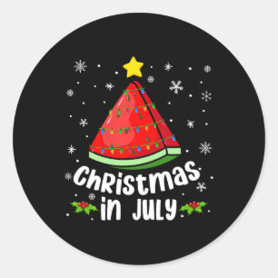 Christmas In July Watermelon Funny Summer Beach Xm Classic Round Sticker