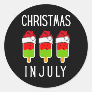 Christmas In July Watermelon Ice Funny Christmas I Classic Round Sticker