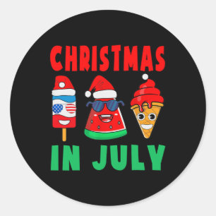 Christmas In July Watermelon Ice Pops Xmas Santa H Classic Round Sticker