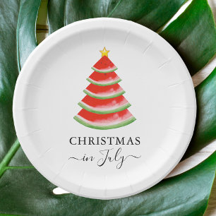 Christmas in July Watermelon Paper Plate