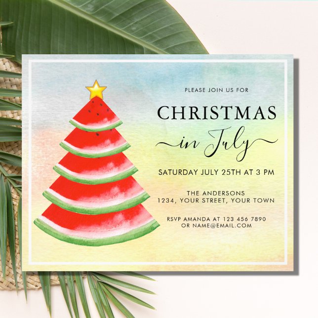 Christmas in July Watermelon Party Invitation Flyer (Creator Uploaded)
