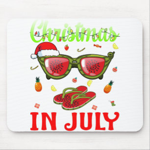 Christmas In July Watermelon Pineapple santa hat Mouse Pad