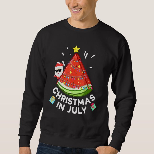 Christmas In July Watermelon Santa Summer Vacation Sweatshirt (Front)